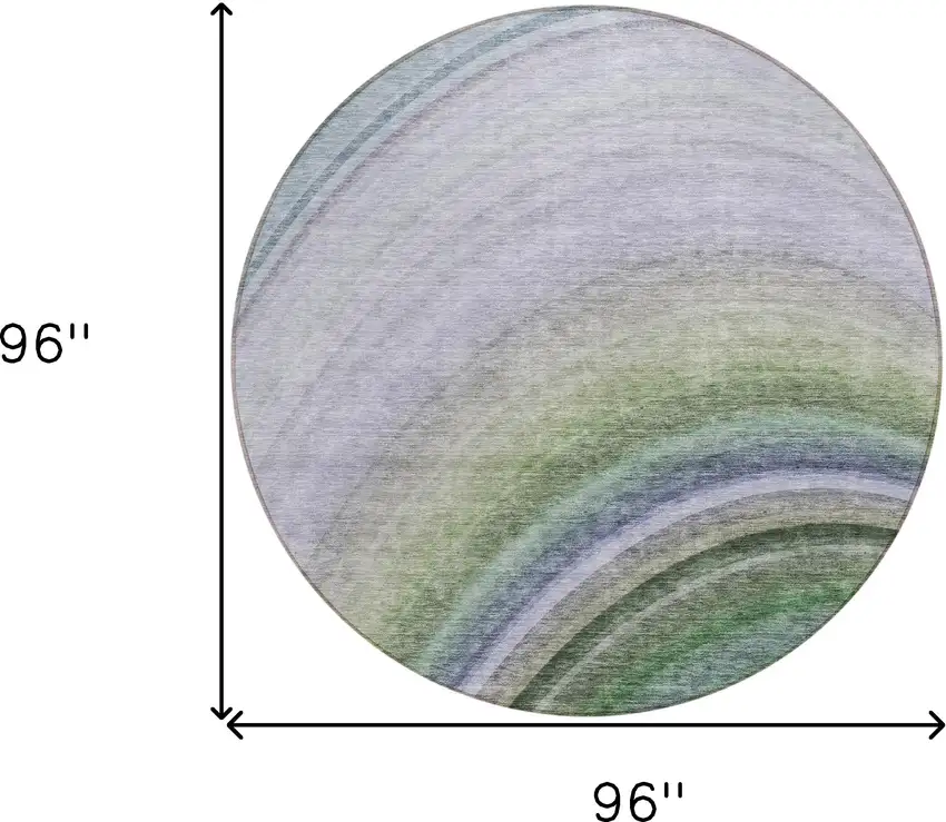 Teal Round Abstract Washable Non Skid Indoor Outdoor Area Rug Photo 3