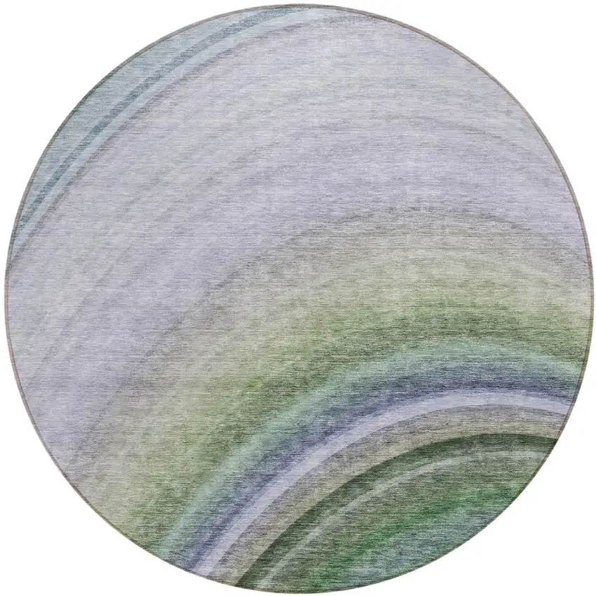 Teal Round Abstract Washable Non Skid Indoor Outdoor Area Rug Photo 2