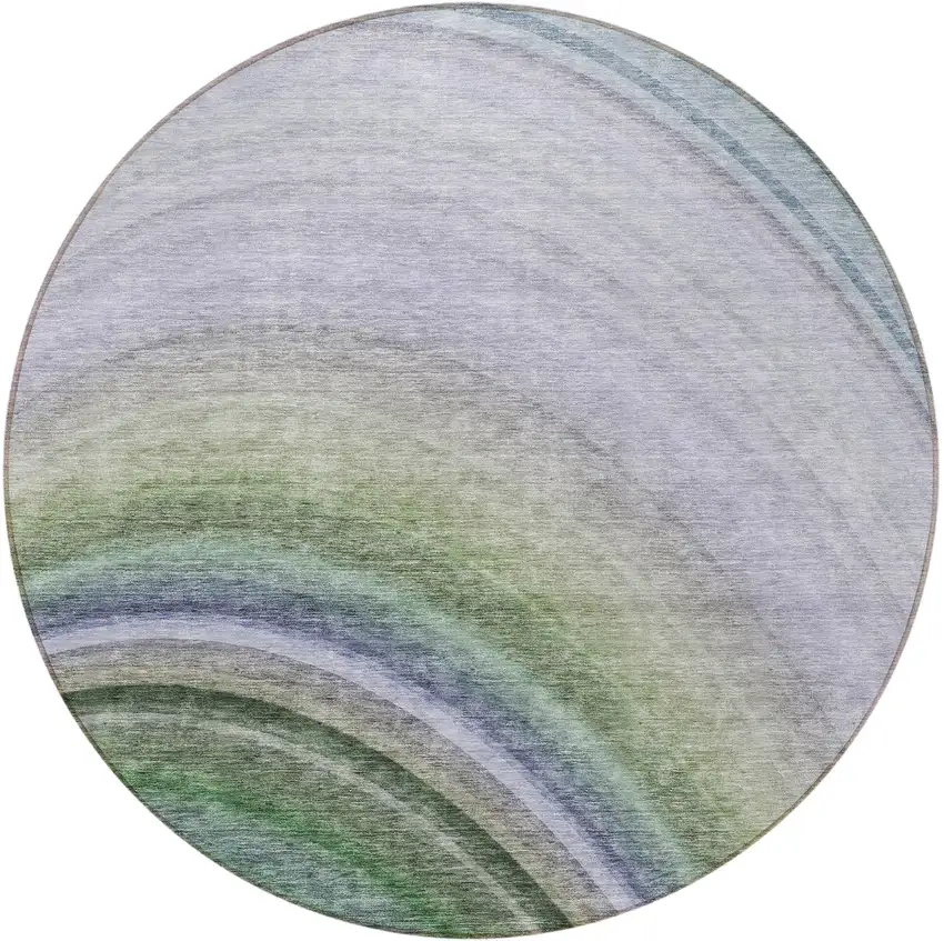 Teal Round Abstract Washable Non Skid Indoor Outdoor Area Rug Photo 4