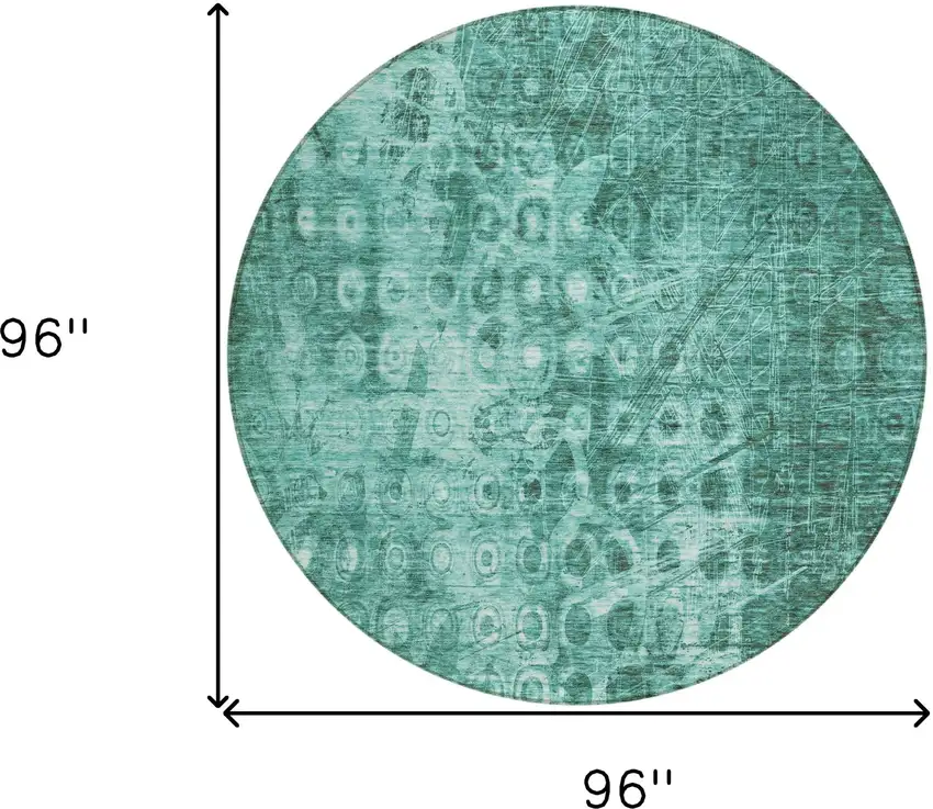 Teal Round Ikat Washable Non Skid Indoor Outdoor Area Rug Photo 7