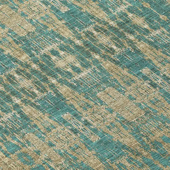 Teal Round Moroccan Washable Non Skid Indoor Outdoor Area Rug Photo 7