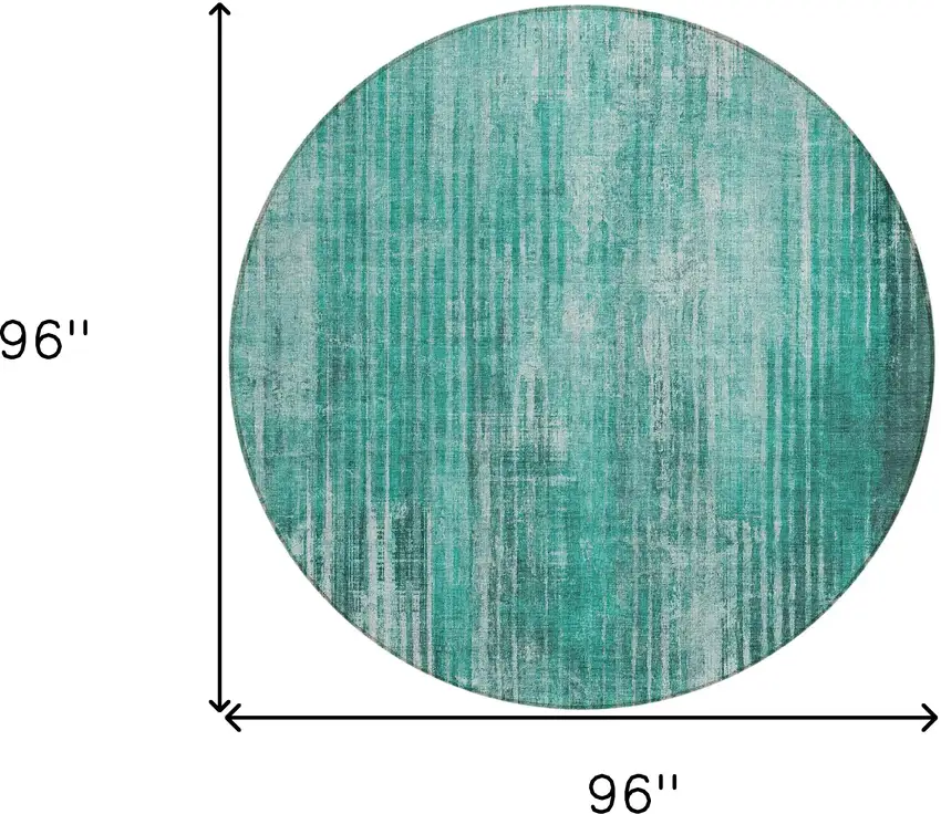 Teal Round Striped Washable Non Skid Indoor Outdoor Area Rug Photo 3