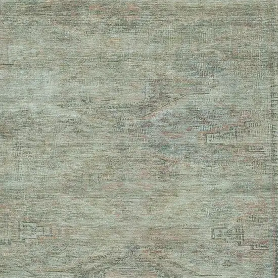 Teal Sage And Copper Abstract Geometric Washable Area Rug With UV Protection Photo 2