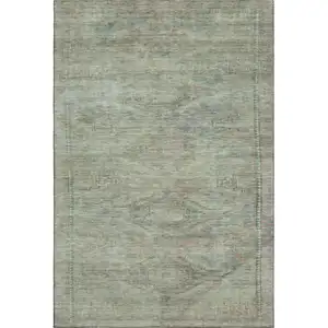 Photo of Teal Sage And Copper Abstract Geometric Washable Area Rug With UV Protection