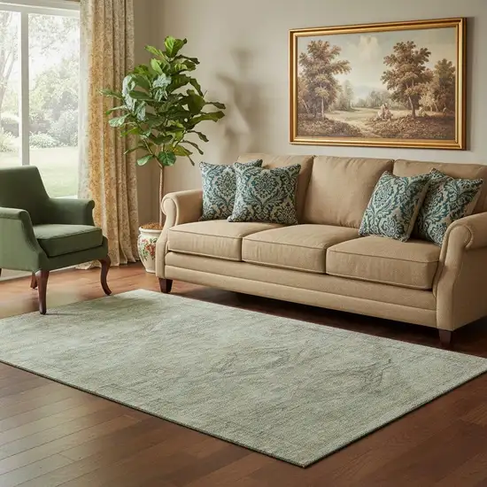 Teal Sage And Copper Abstract Geometric Washable Area Rug With UV Protection Photo 2