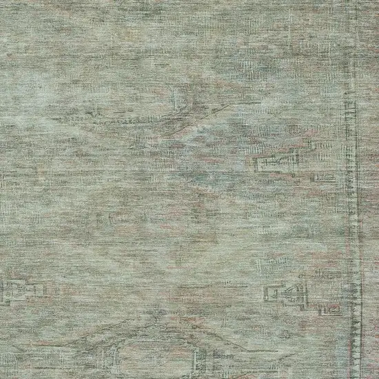 Teal Sage And Copper Abstract Geometric Washable Area Rug With UV Protection Photo 2