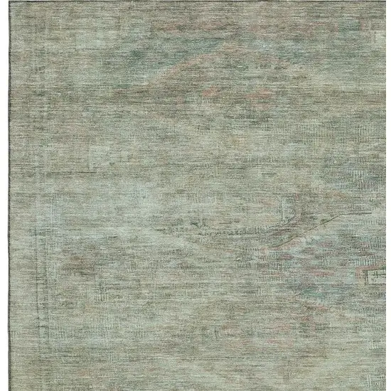 Teal Sage And Copper Abstract Geometric Washable Area Rug With UV Protection Photo 2