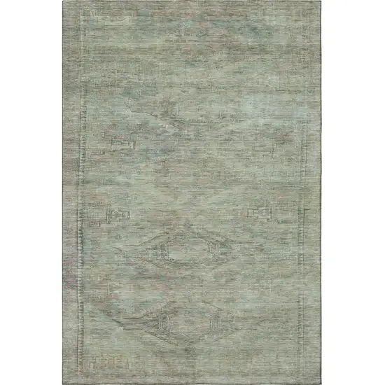 Teal Sage And Copper Abstract Geometric Washable Area Rug With UV Protection Photo 4