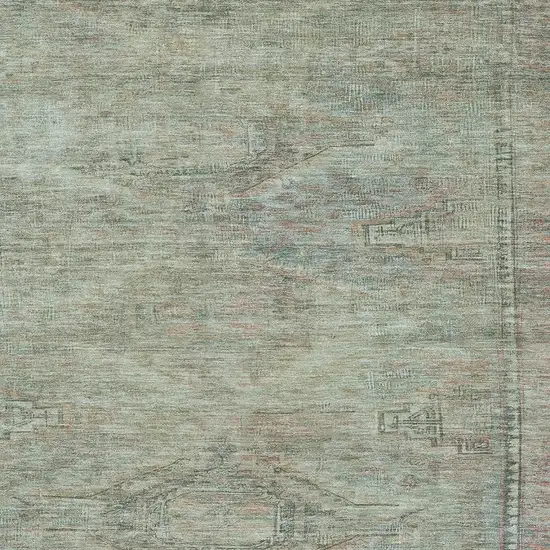 Teal Sage And Copper Abstract Geometric Washable Area Rug With UV Protection Photo 2