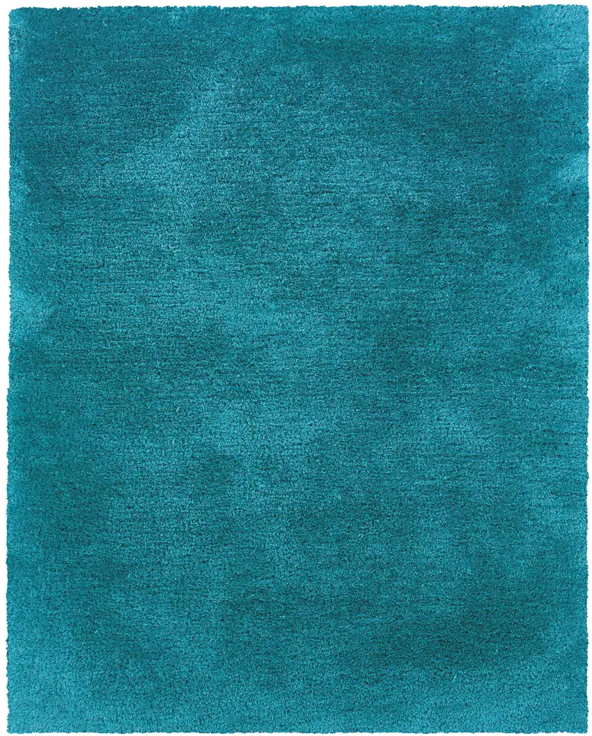 Teal Shag Hand Tufted Area Rug Photo 2