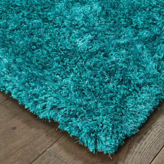 Teal Shag Hand Tufted Area Rug Photo 5