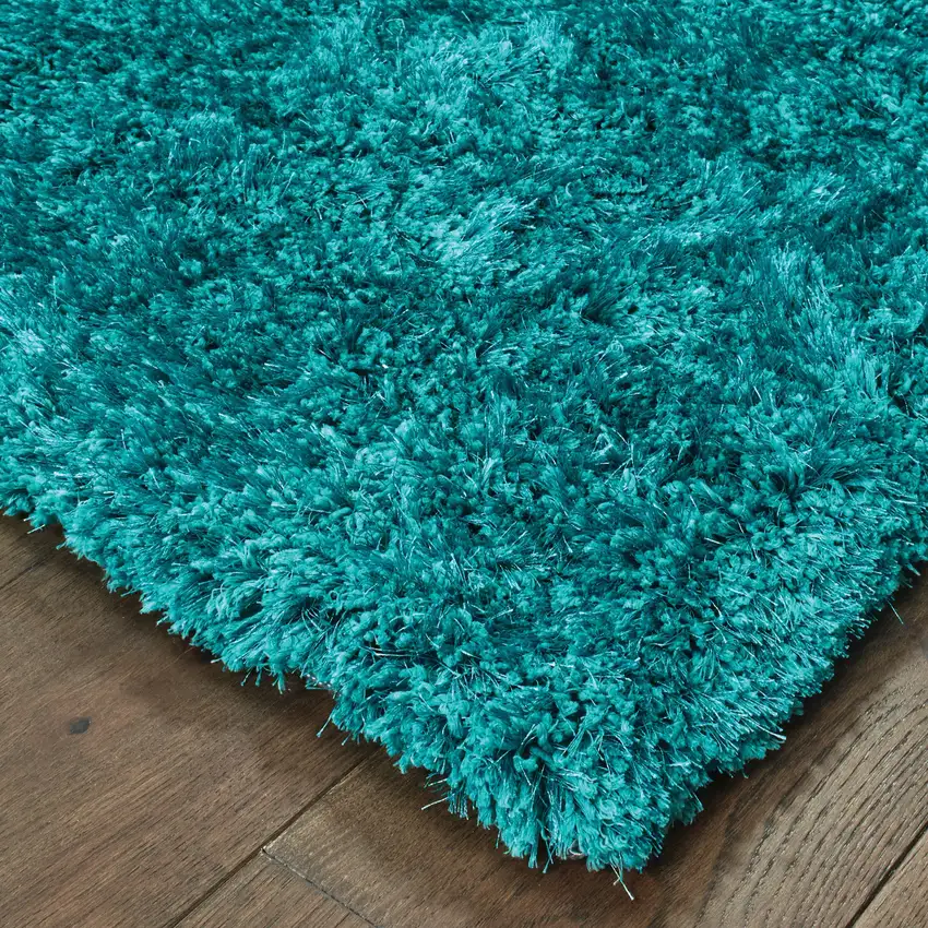 Teal Shag Hand Tufted Area Rug Photo 5