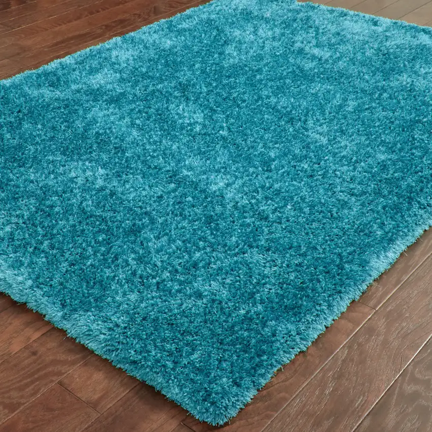 Teal Shag Hand Tufted Area Rug Photo 6