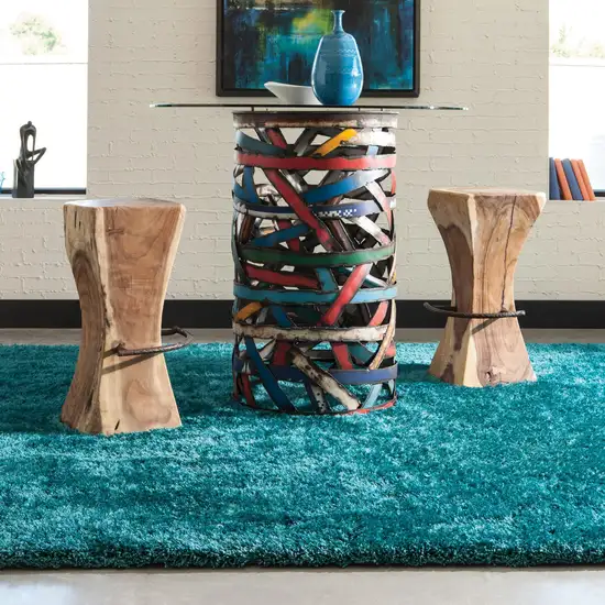 Teal Shag Hand Tufted Area Rug Photo 7