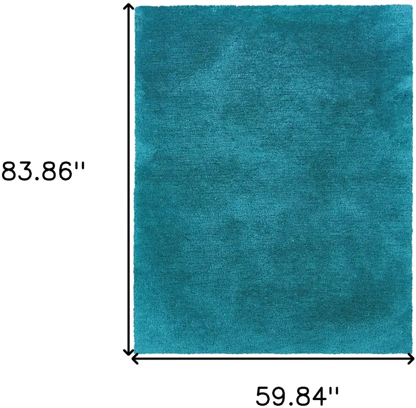 Teal Shag Hand Tufted Area Rug Photo 3