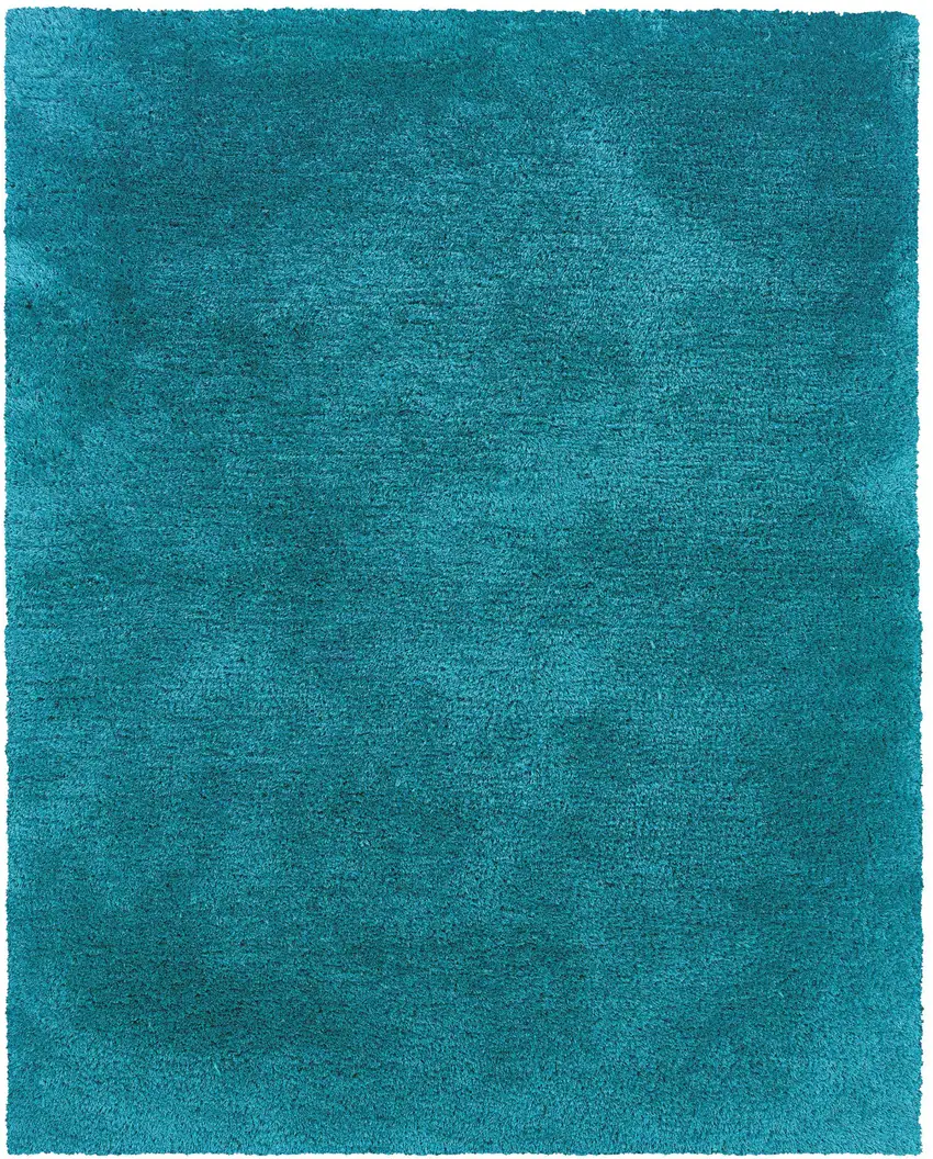 Teal Shag Hand Tufted Area Rug Photo 4