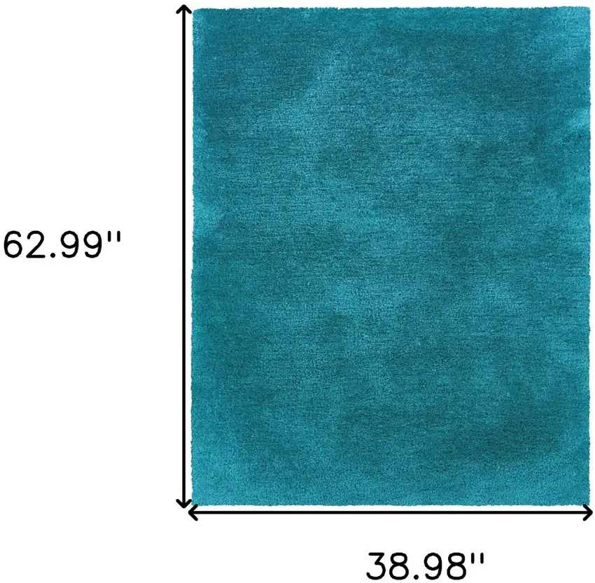 Teal Shag Hand Tufted Area Rug Photo 3