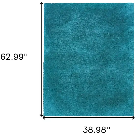Teal Shag Hand Tufted Area Rug Photo 3