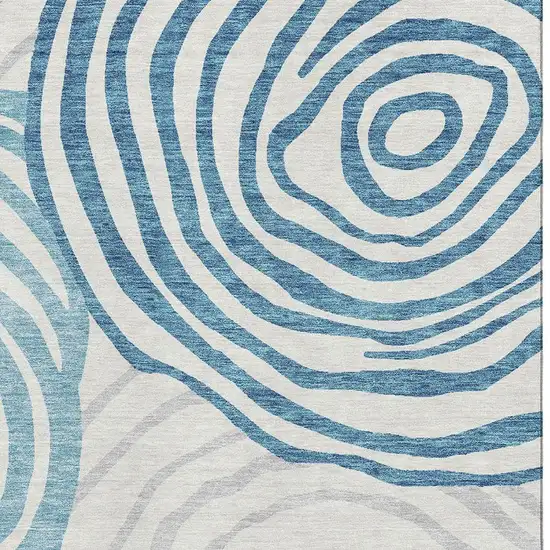 Teal Silver And Gray Abstract Washable Area Rug With UV Protection Photo 4