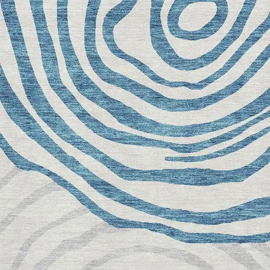 Teal Silver And Gray Abstract Washable Area Rug With UV Protection Photo 3