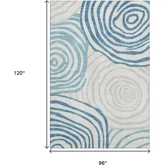 Teal Silver And Gray Abstract Washable Area Rug With UV Protection Photo 3
