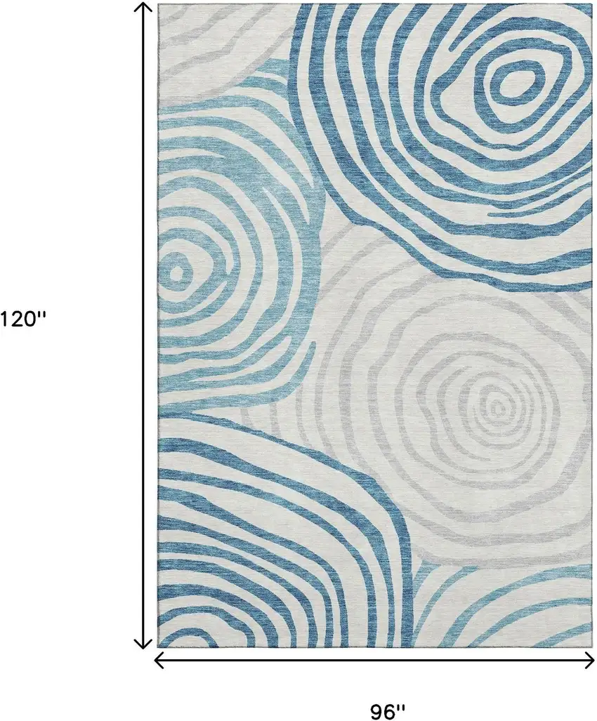 Teal Silver And Gray Abstract Washable Area Rug With UV Protection Photo 3
