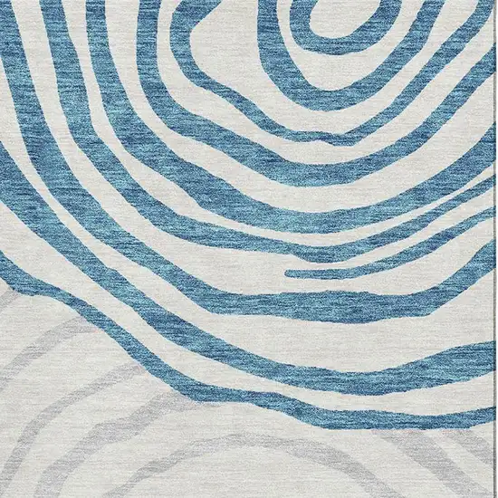 Teal Silver And Gray Abstract Washable Area Rug With UV Protection Photo 3