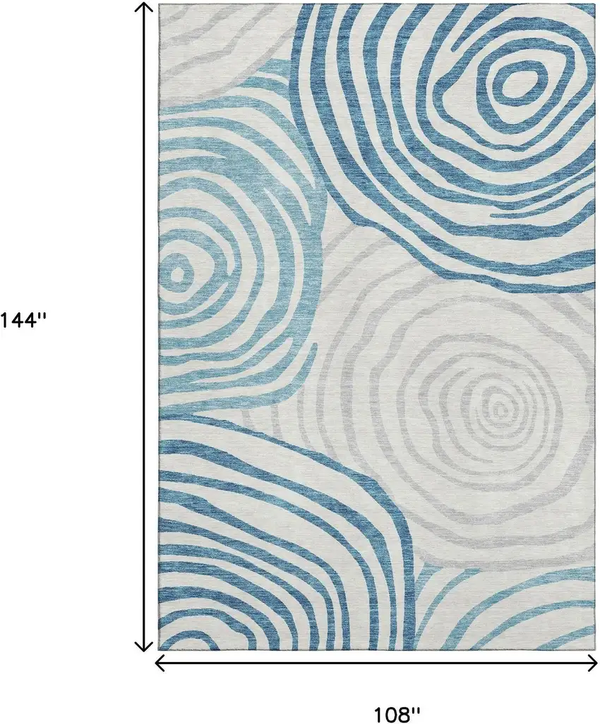 Teal Silver And Gray Abstract Washable Area Rug With UV Protection Photo 3