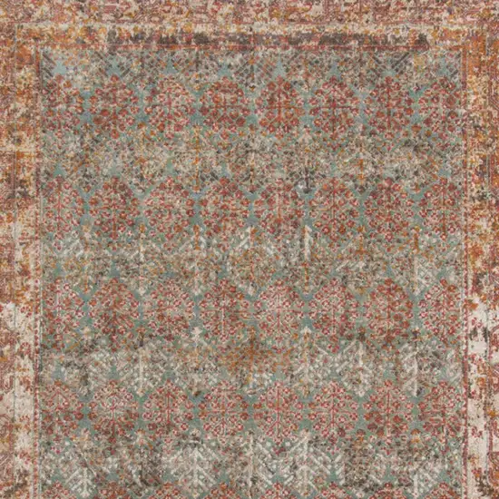 Teal And Orange Medallion Distressed Area Rug Photo 4