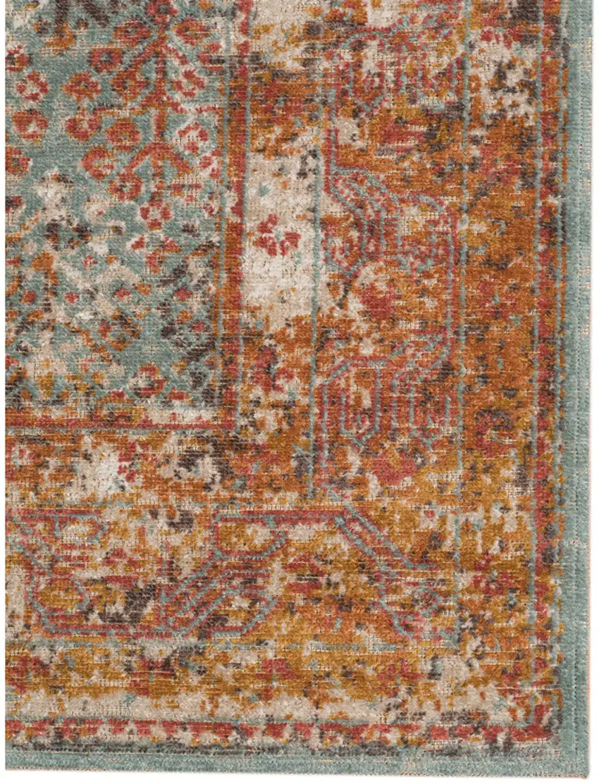 Teal Southwestern Power Loom Area Rug With Fringe Photo 2