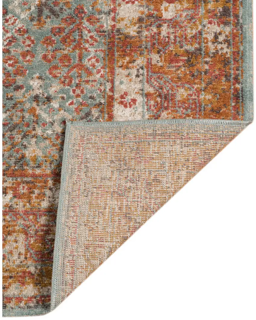 Teal Southwestern Power Loom Area Rug With Fringe Photo 3
