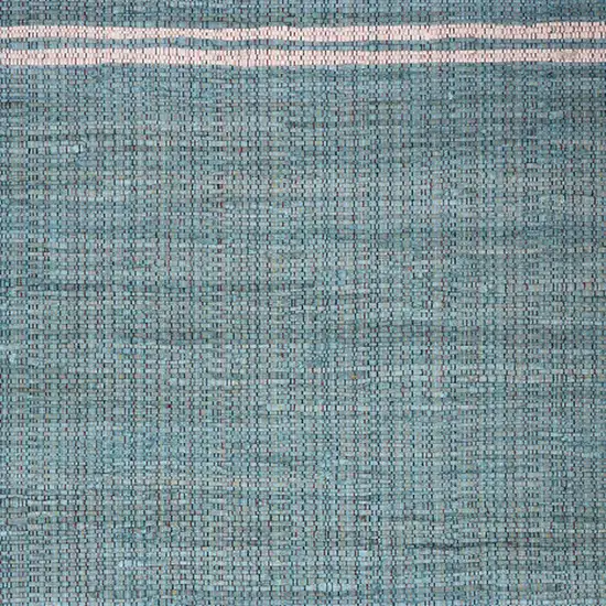 Teal Striped Hand Woven Area Rug With Fringe Photo 3