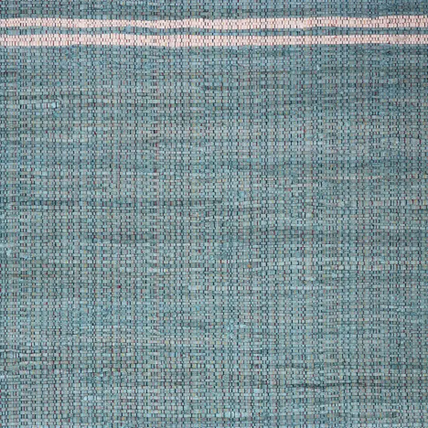 Teal Striped Hand Woven Area Rug With Fringe Photo 3