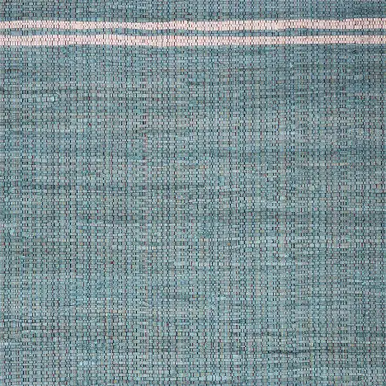 Teal Striped Hand Woven Area Rug With Fringe Photo 6