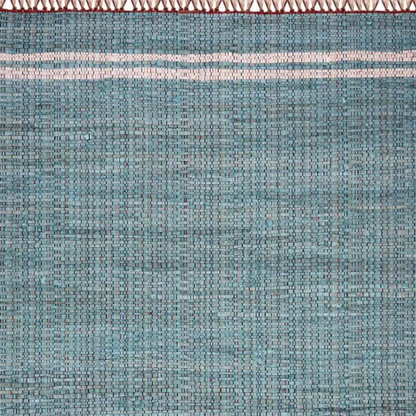 Teal Striped Handmade Indoor Outdoor Area Rug Photo 3