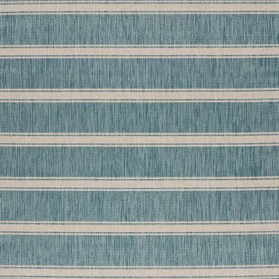 Teal Striped Indoor Outdoor Area Rug Photo 2