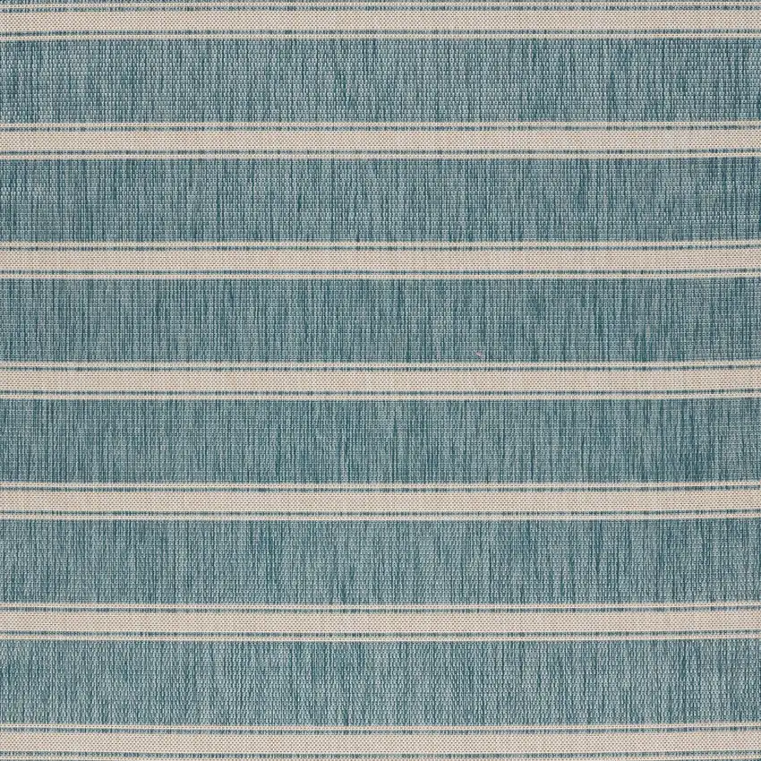 Teal Striped Indoor Outdoor Area Rug Photo 2
