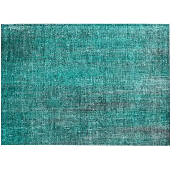 Teal Striped Washable Non Skid Indoor Outdoor Area Rug Photo 2