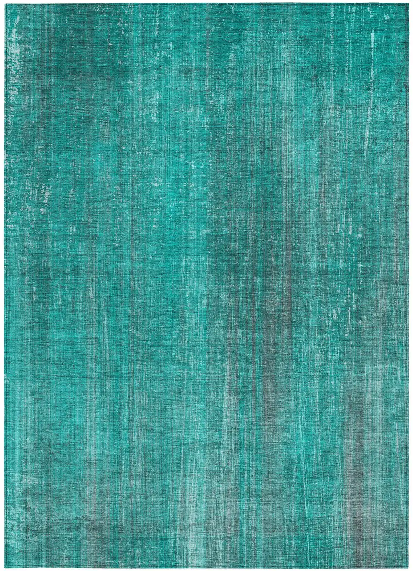 Teal Striped Washable Non Skid Indoor Outdoor Area Rug Photo 4
