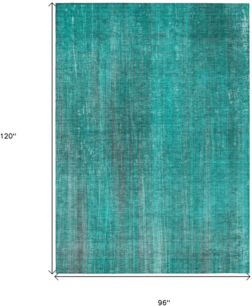 Teal Striped Washable Non Skid Indoor Outdoor Area Rug Photo 3