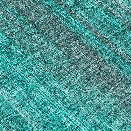 Teal Striped Washable Non Skid Indoor Outdoor Area Rug Photo 8