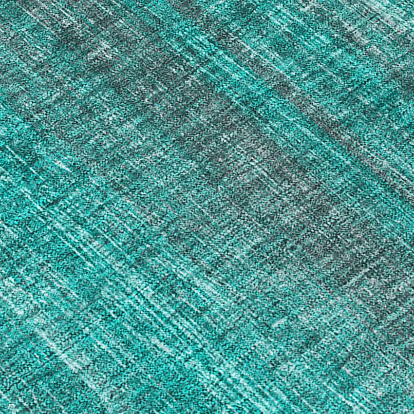 Teal Striped Washable Non Skid Indoor Outdoor Area Rug Photo 8