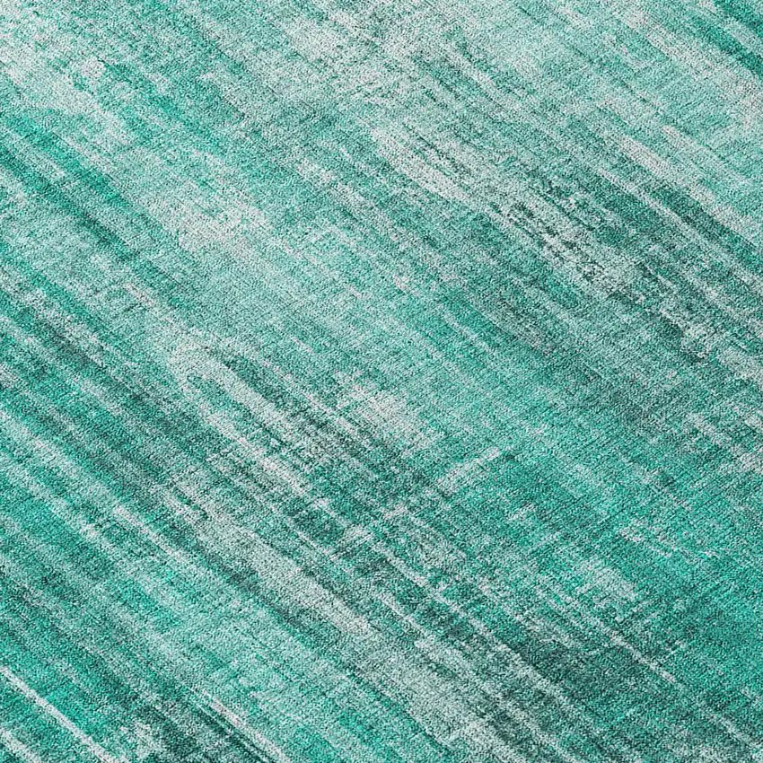 Teal Blue Aqua And Gray Striped Washable Indoor Outdoor Area Rug Photo 7