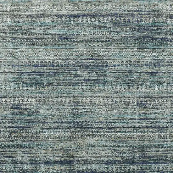 Teal Taupe And Beige Striped Washable Area Rug With UV Protection Photo 3