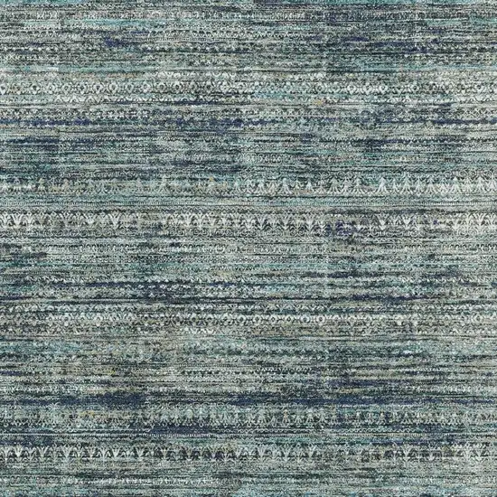 Teal Taupe And Beige Striped Washable Area Rug With UV Protection Photo 3