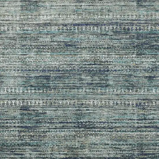 Teal Taupe And Beige Striped Washable Area Rug With UV Protection Photo 3