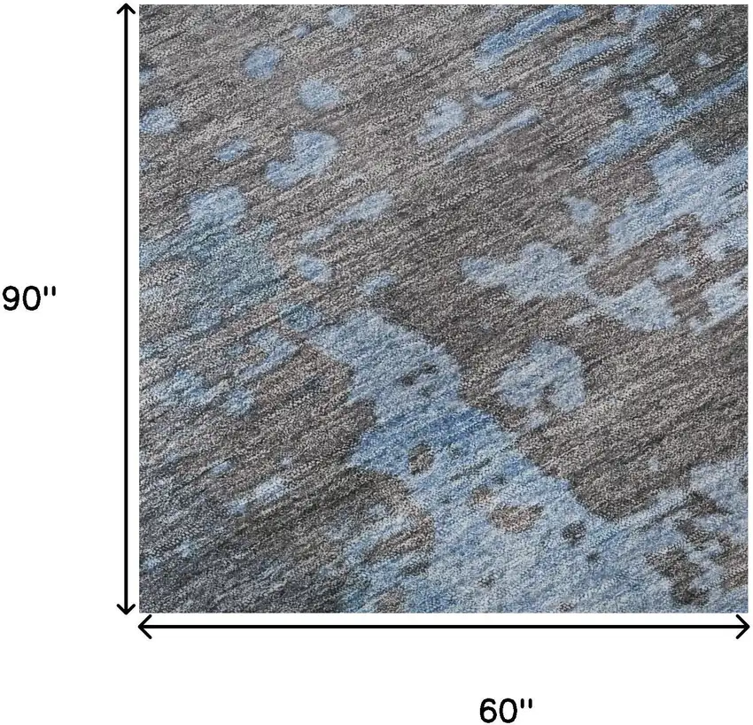 Teal Taupe And Blue Abstract Washable Area Rug With UV Protection Photo 8