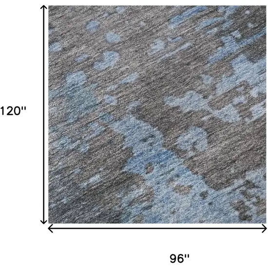 Teal Taupe And Blue Abstract Washable Area Rug With UV Protection Photo 8