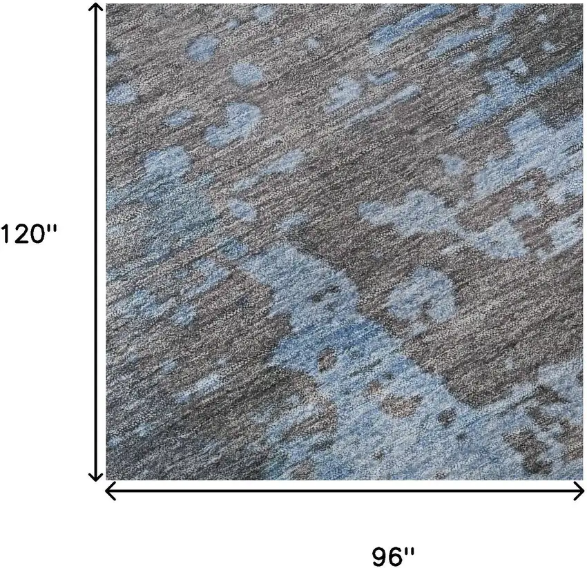 Teal Taupe And Blue Abstract Washable Area Rug With UV Protection Photo 8