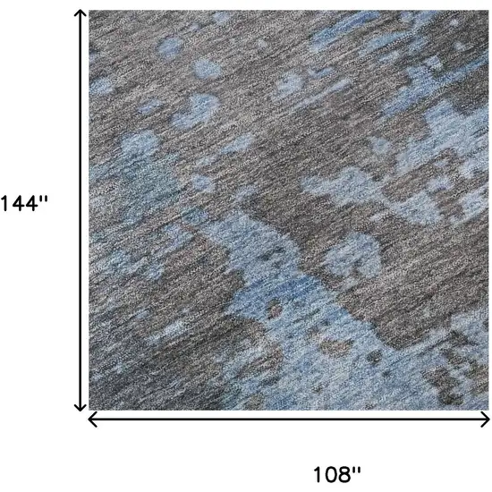 Teal Taupe And Blue Abstract Washable Area Rug With UV Protection Photo 8